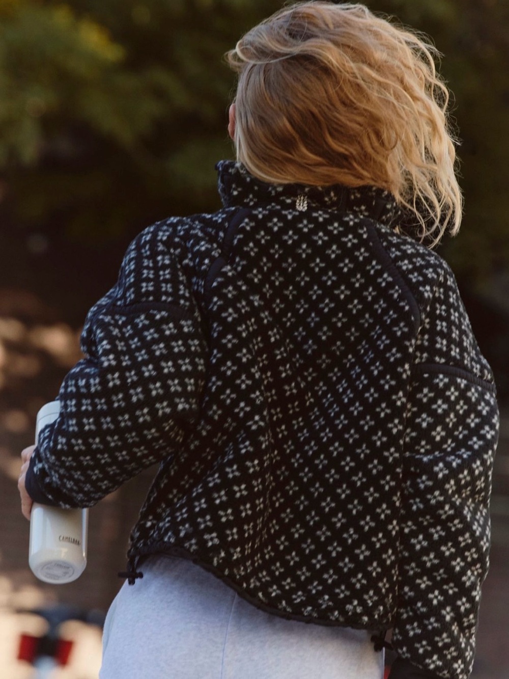 Free People Black Patterned Quarter-Zip Fleece Pullover - Picture 4 of 5
